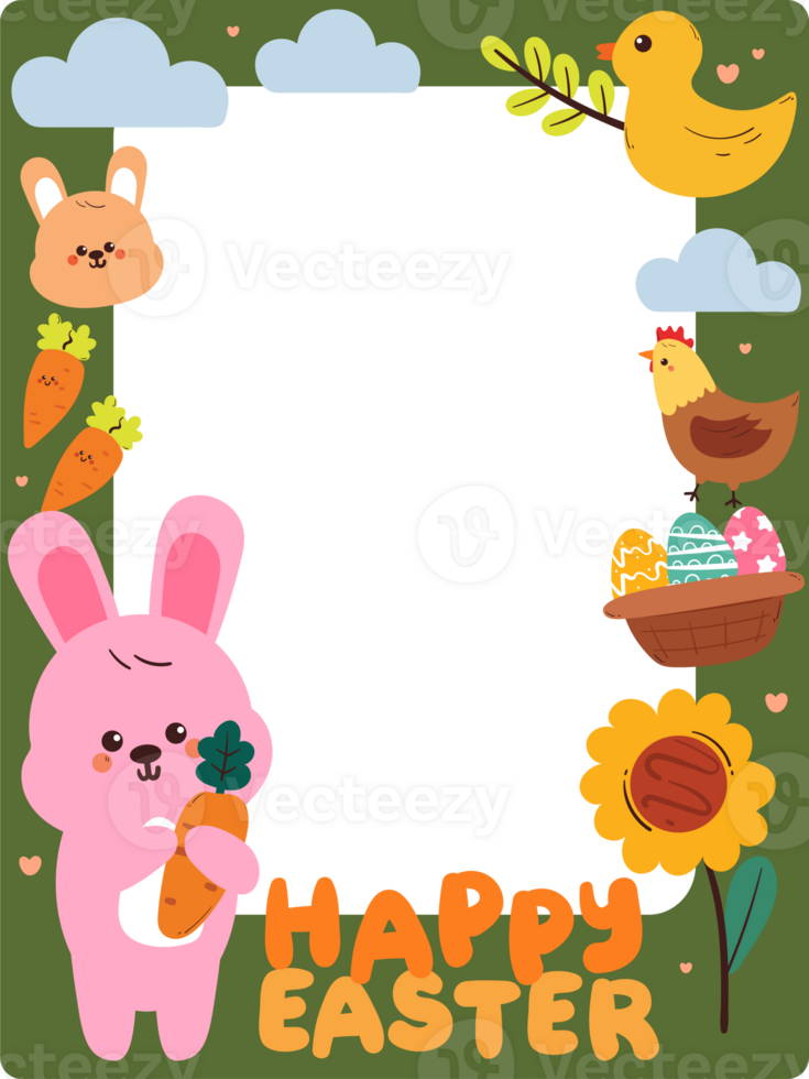 cute frame with easter theme. cute drawing cartoon, easter vibes png