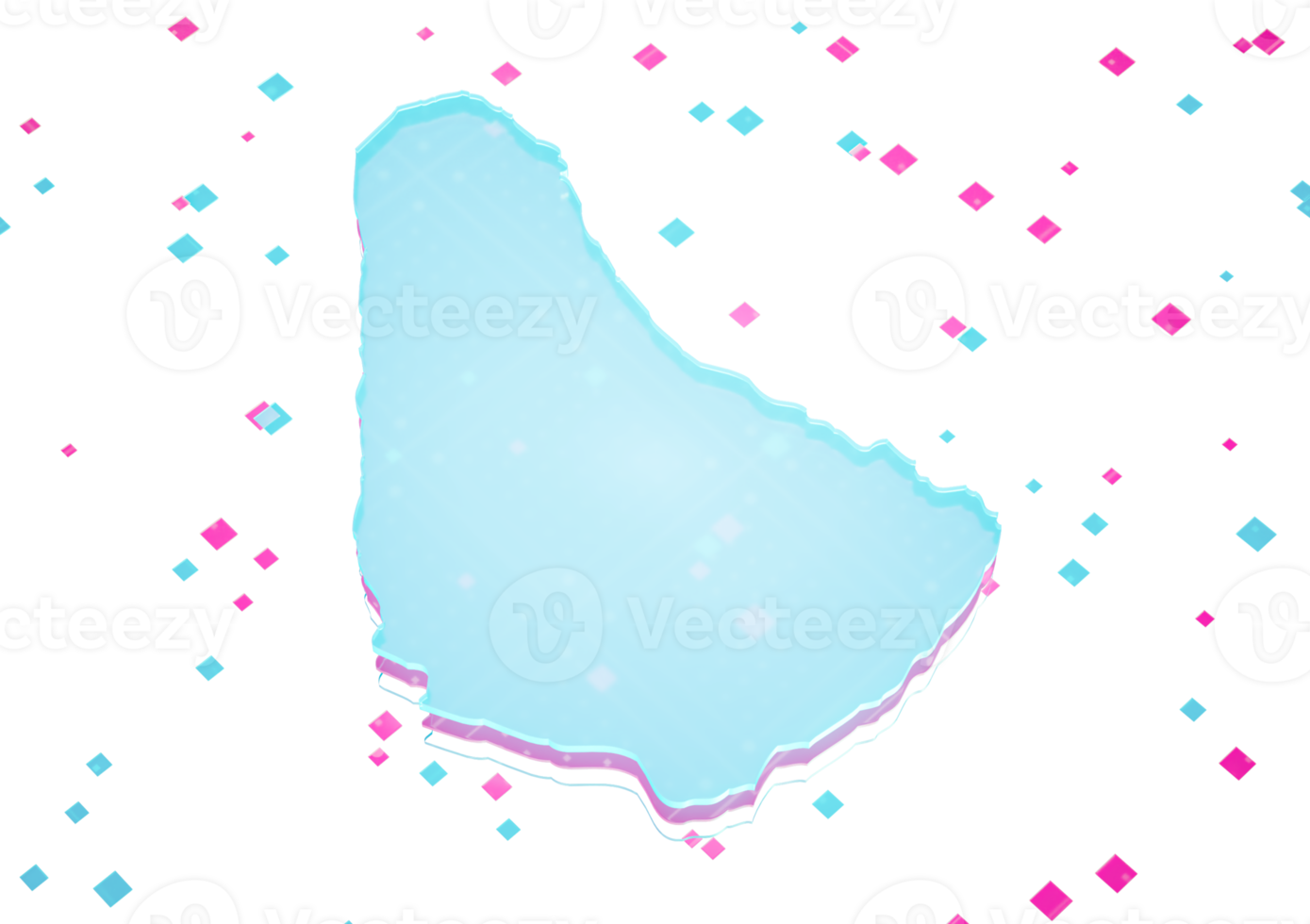 Illuminated Barbados Data Map Neon Blue Light On Seamless Pattern 3D Illustration png