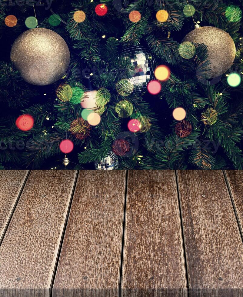 Empty wooden table holiday background. Product display photo