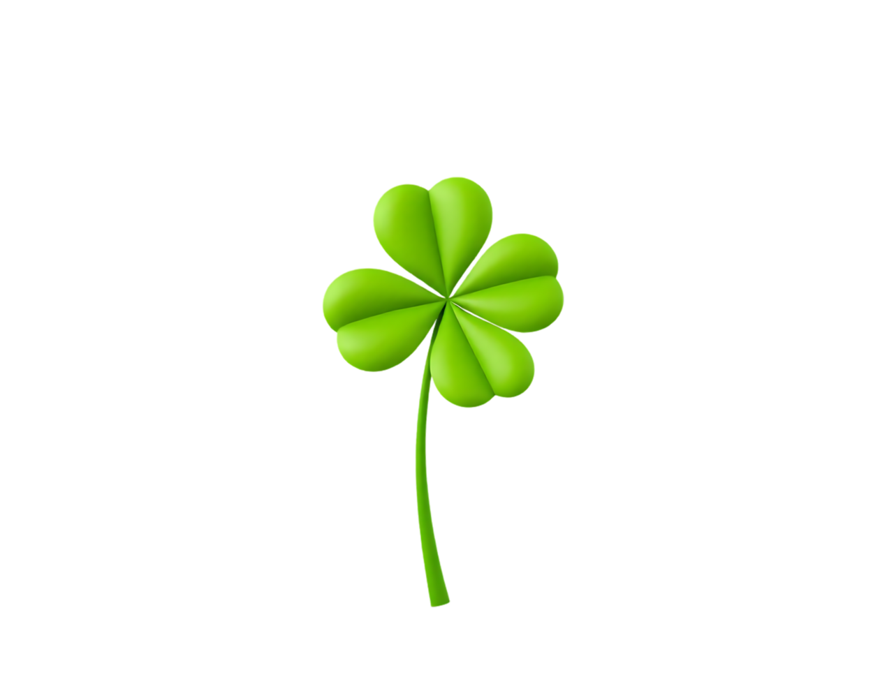Green Four-Leaf Clover Isolated on Transparent Background png