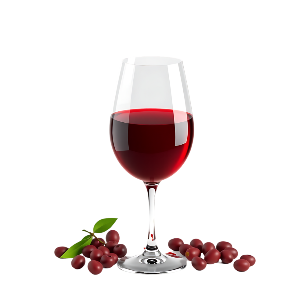 A glass of red wine with grapes png