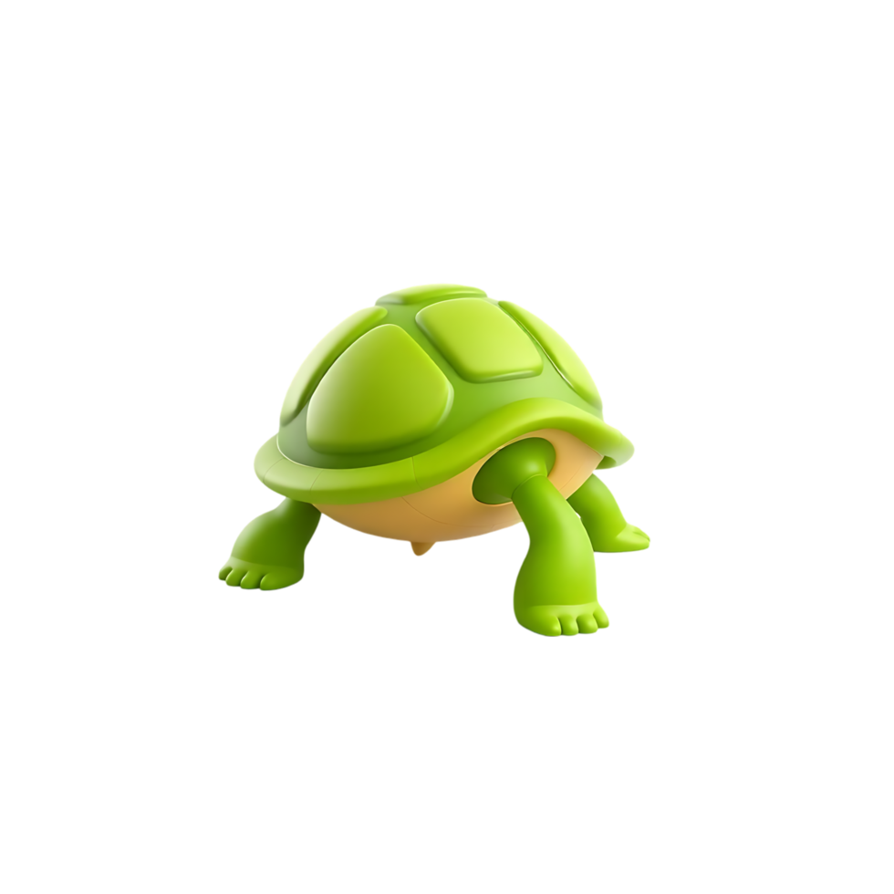 Cute 3D Render of a Green Turtle png