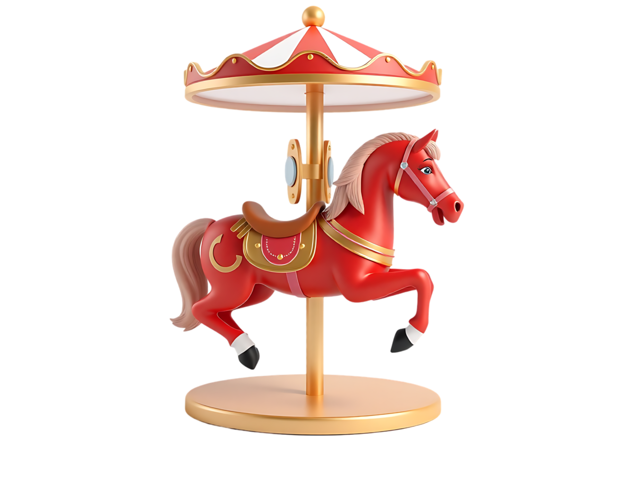 Red and Gold Carousel Horse Isolated on Transparent Background png