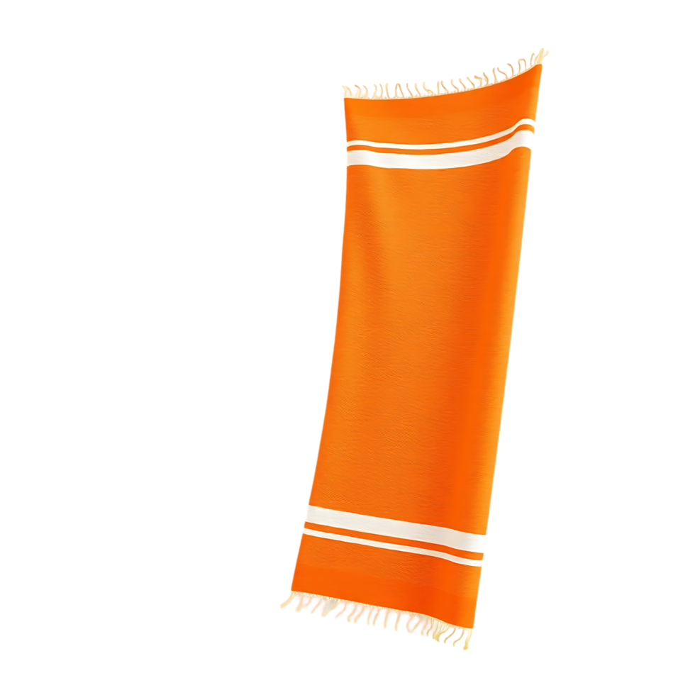 Orange Beach Towel with White Stripes png