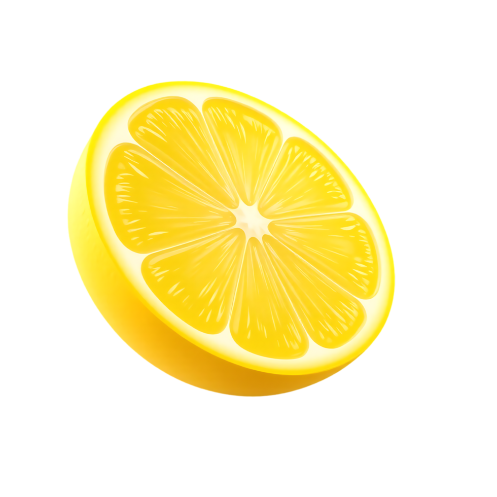 Freshly cut lemon slice isolated on a transparent background png