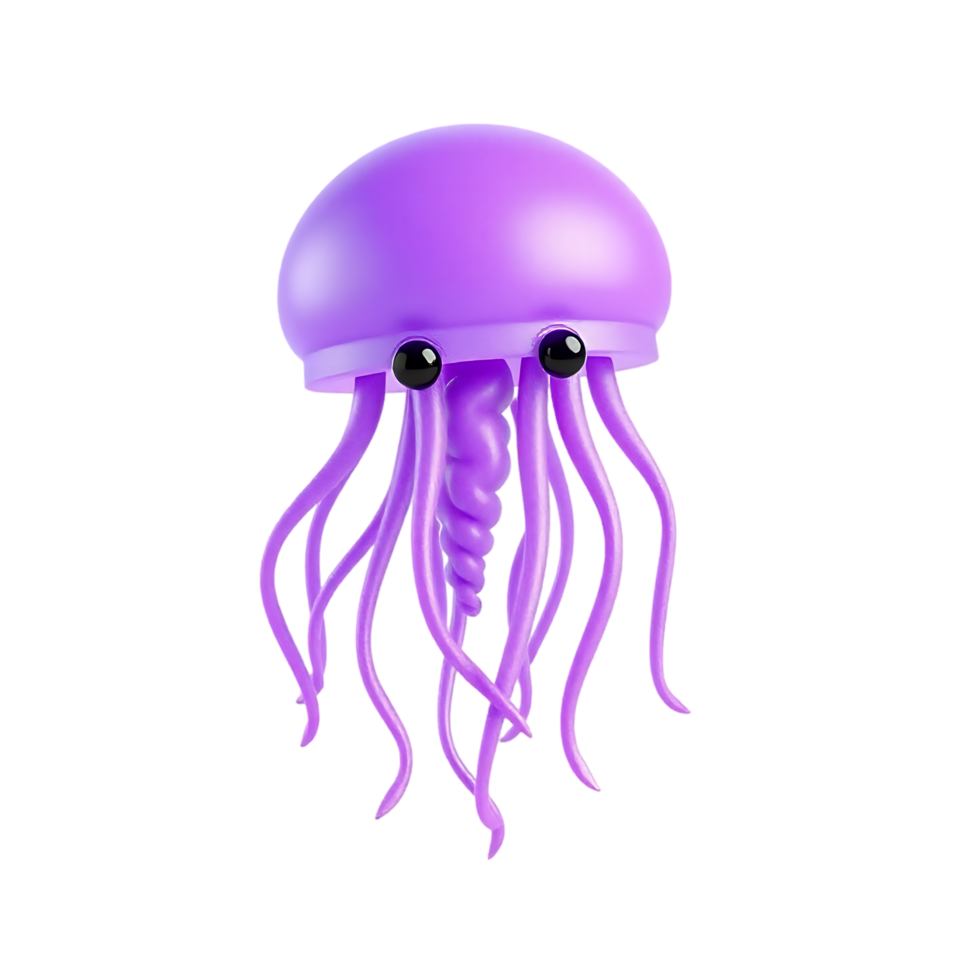 Cute 3D Render of a Purple Jellyfish png