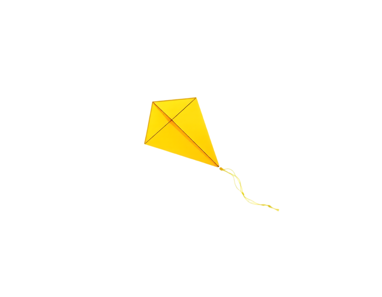 A bright yellow kite flying in the sky png