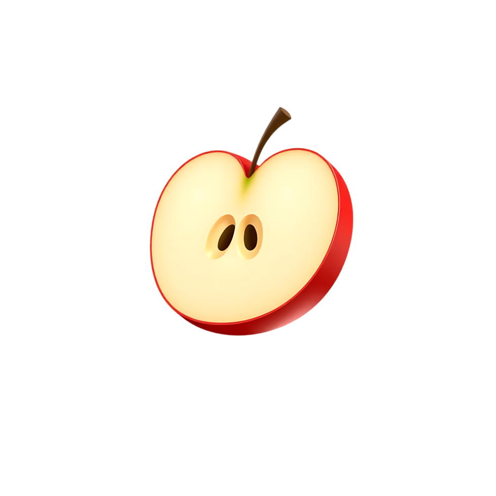 Sliced red apple with visible seeds png