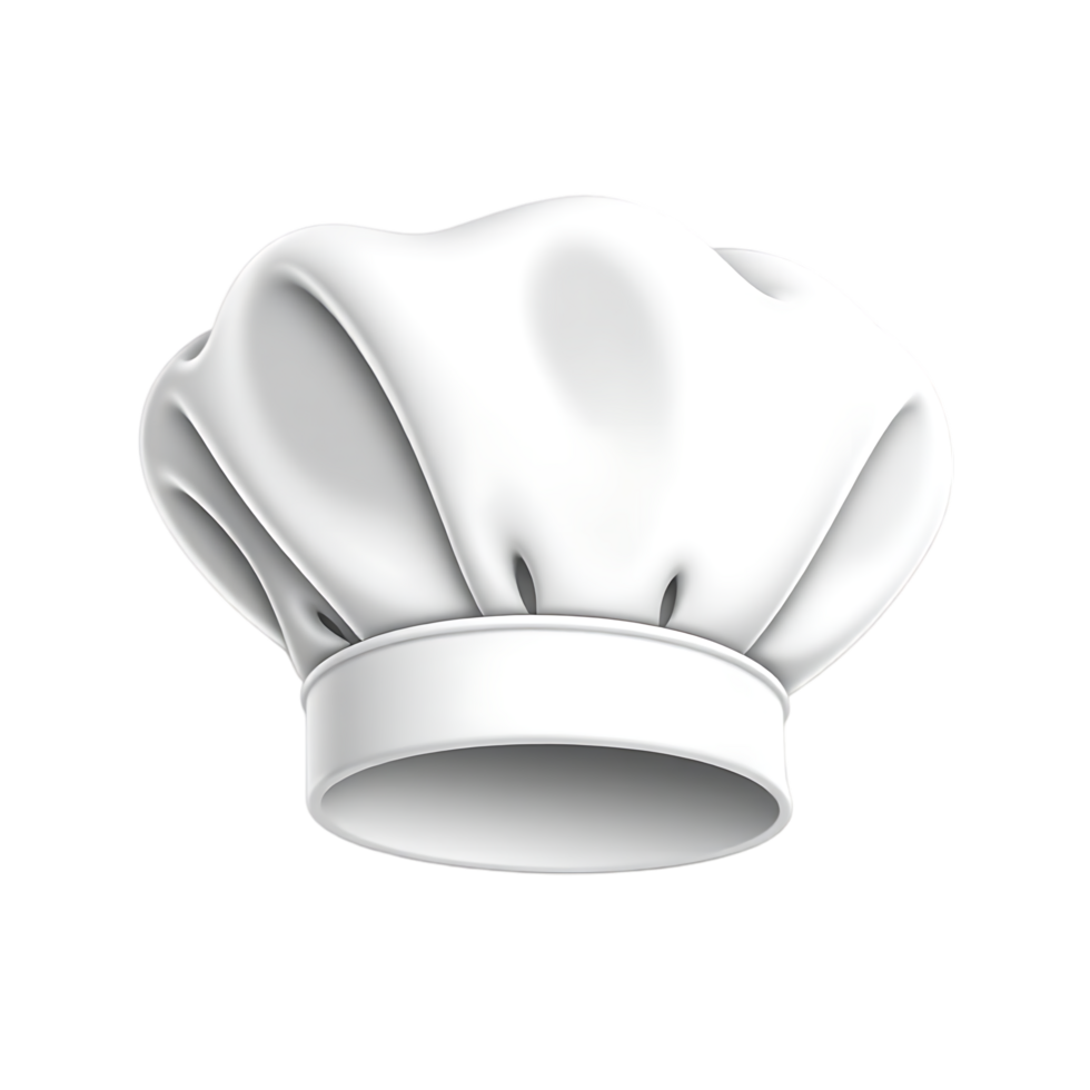A white chef hat isolated on a transparent background png