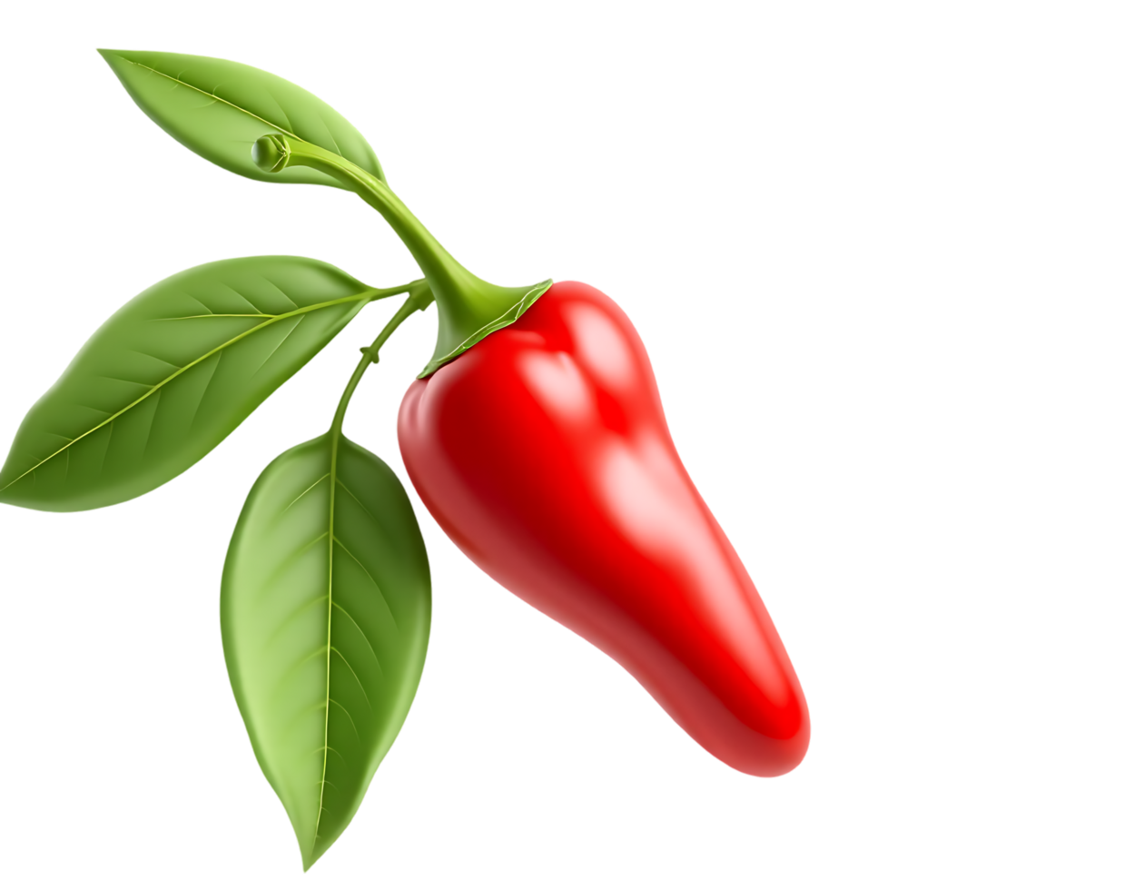 Vibrant Red Chili Pepper with Fresh Green Leaves png