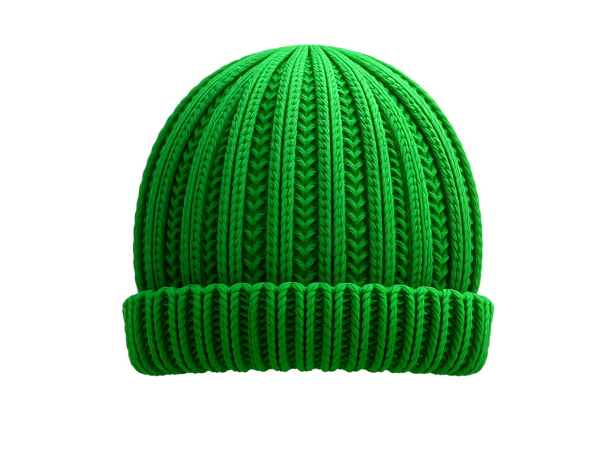 Green Knitted Beanie Hat Isolated on Transparent Background png