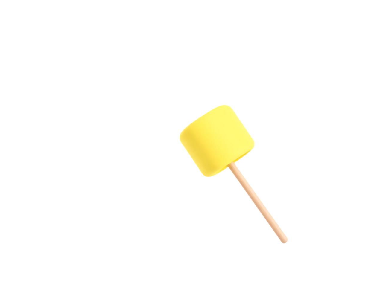 Yellow marshmallow on a wooden stick isolated on a transparent background png