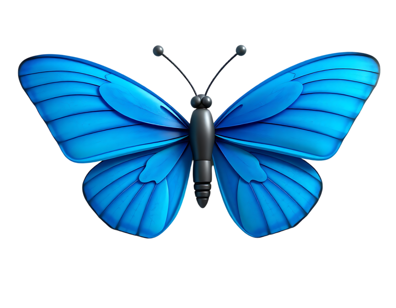 3D rendered blue butterfly with wide open wings png