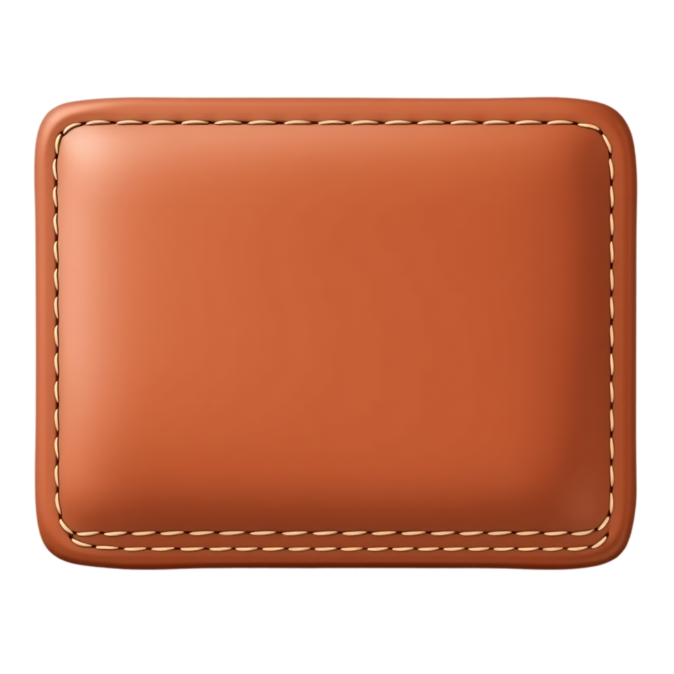 Brown Leather Patch with Stitched Edges png