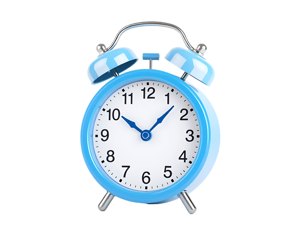Blue alarm clock isolated on transparent background png