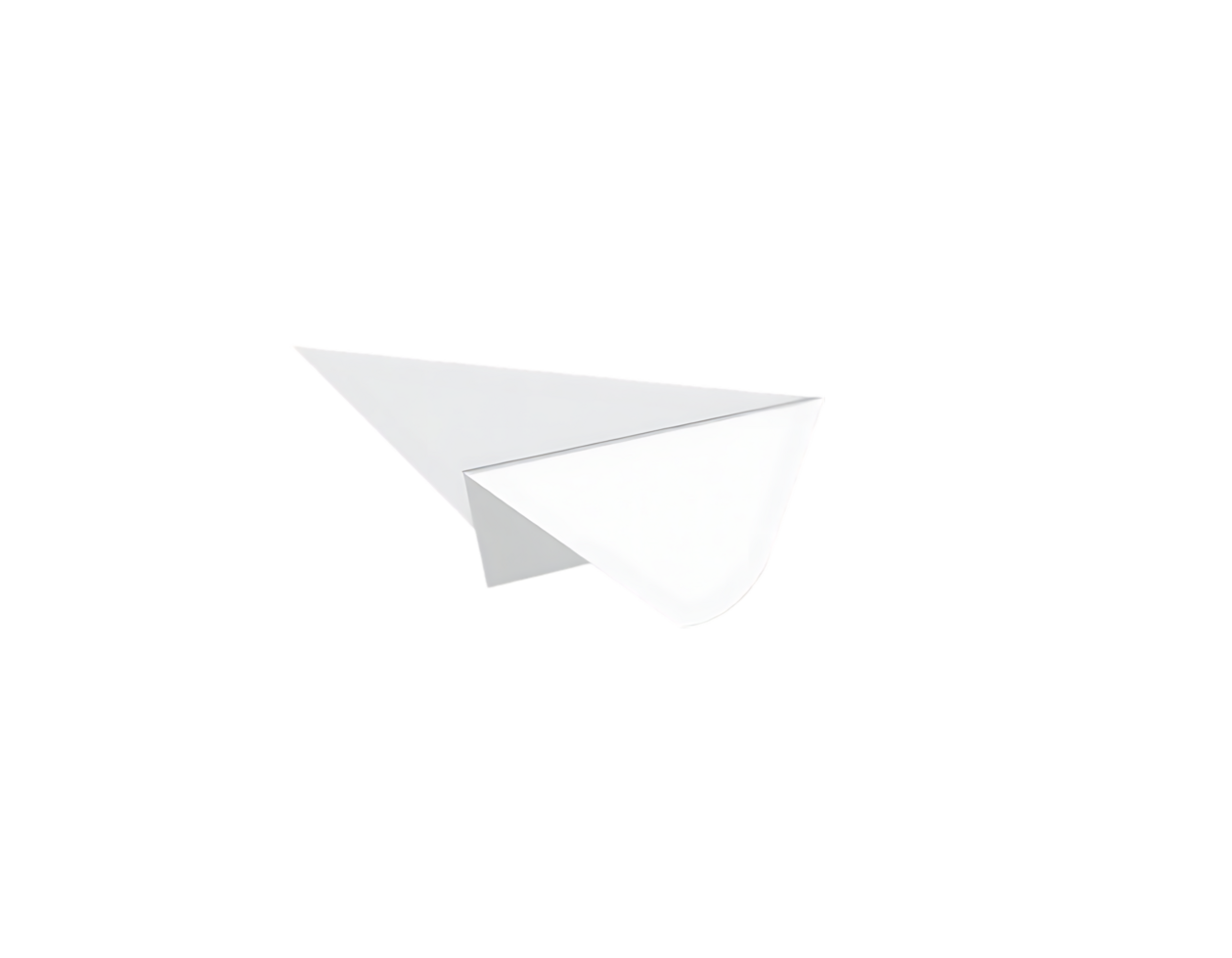 White paper airplane isolated on transparent background png