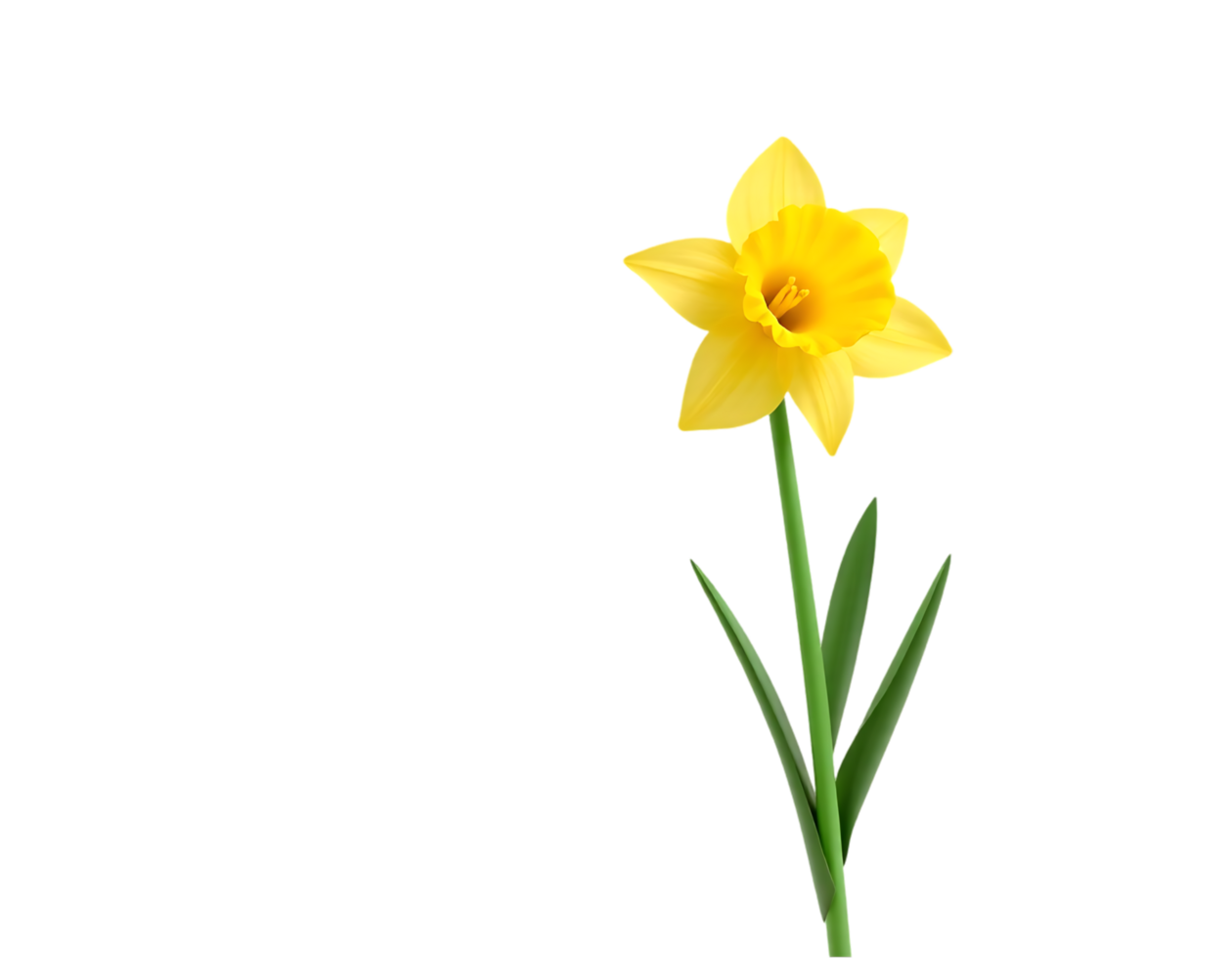 A beautiful yellow daffodil in full bloom, isolated on a transparent background. png