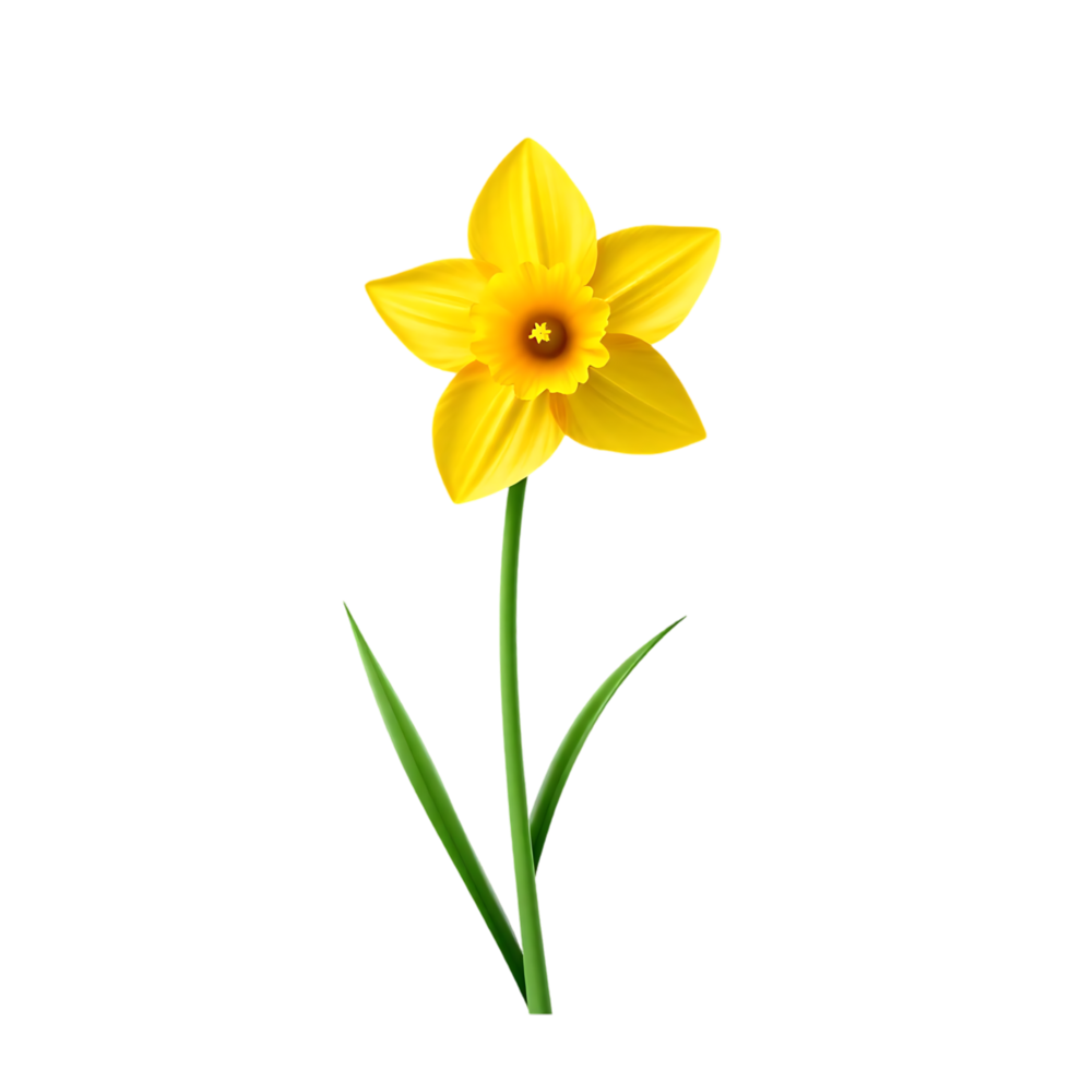 A vibrant yellow daffodil isolated on a transparent background. png