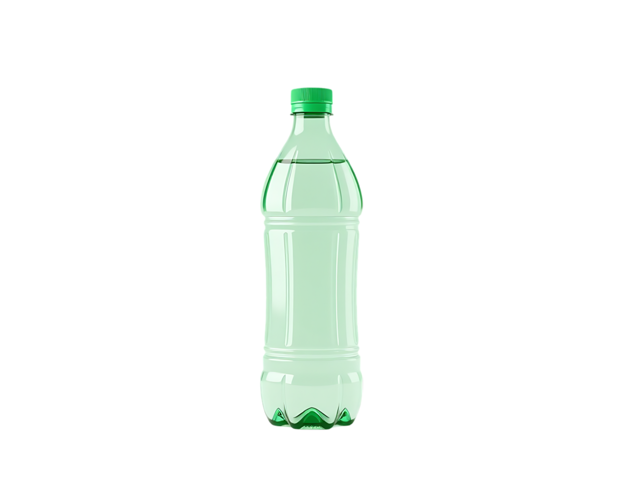 Green plastic water bottle isolated on transparent background. png