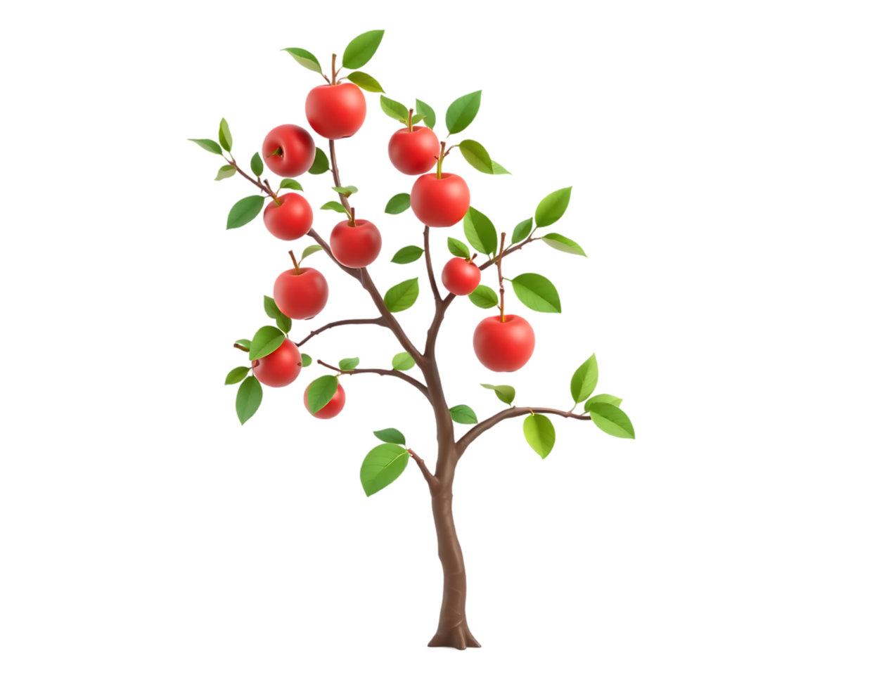 Apple tree with red apples on a transparent background png