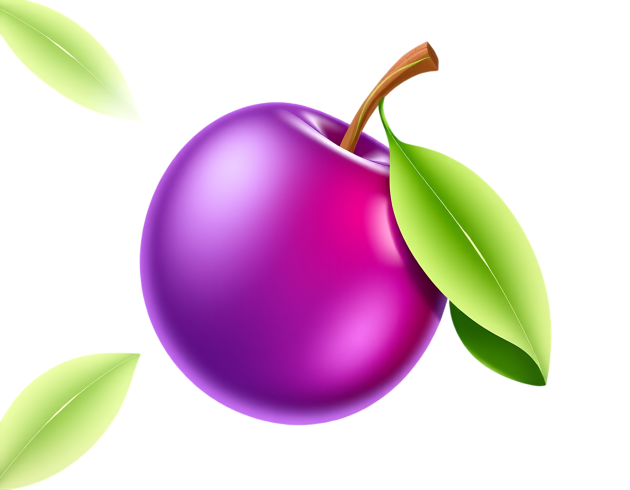 Vibrant Purple Plum with Fresh Green Leaves png