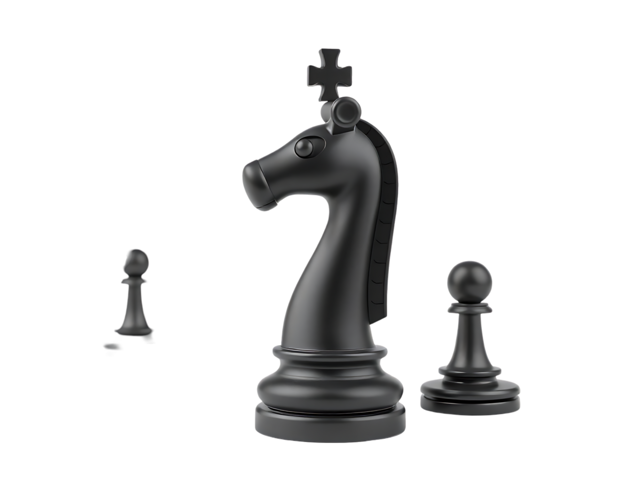 Chess pieces Knight and pawns isolated on a transparent background png