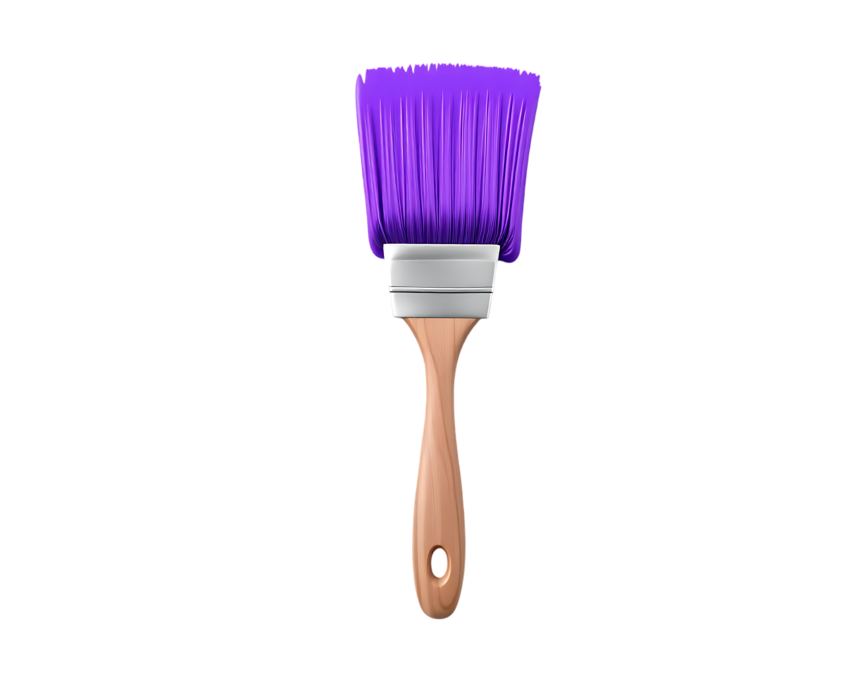 Close-up of a purple paint brush with wooden handle png