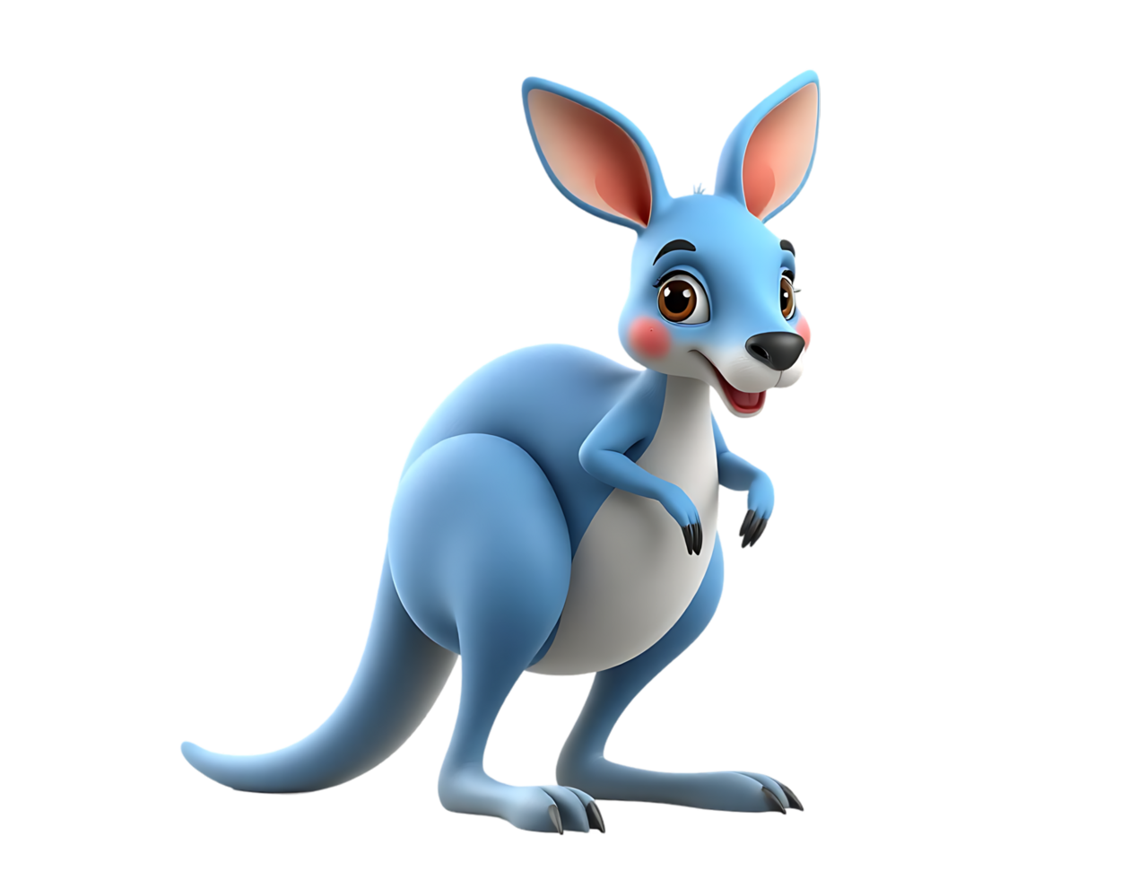 Cartoon Blue Kangaroo Smiling png