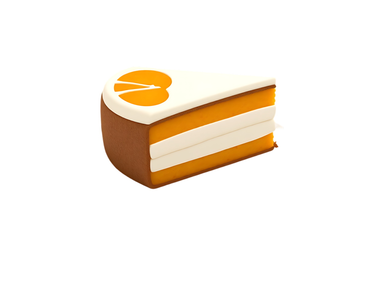Delicious slice of orange cake with cream and fruit png