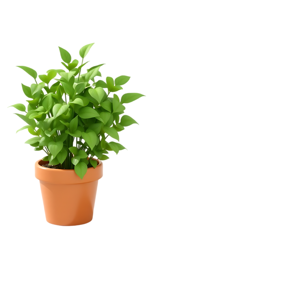 Green leafy plant in a terracotta pot png
