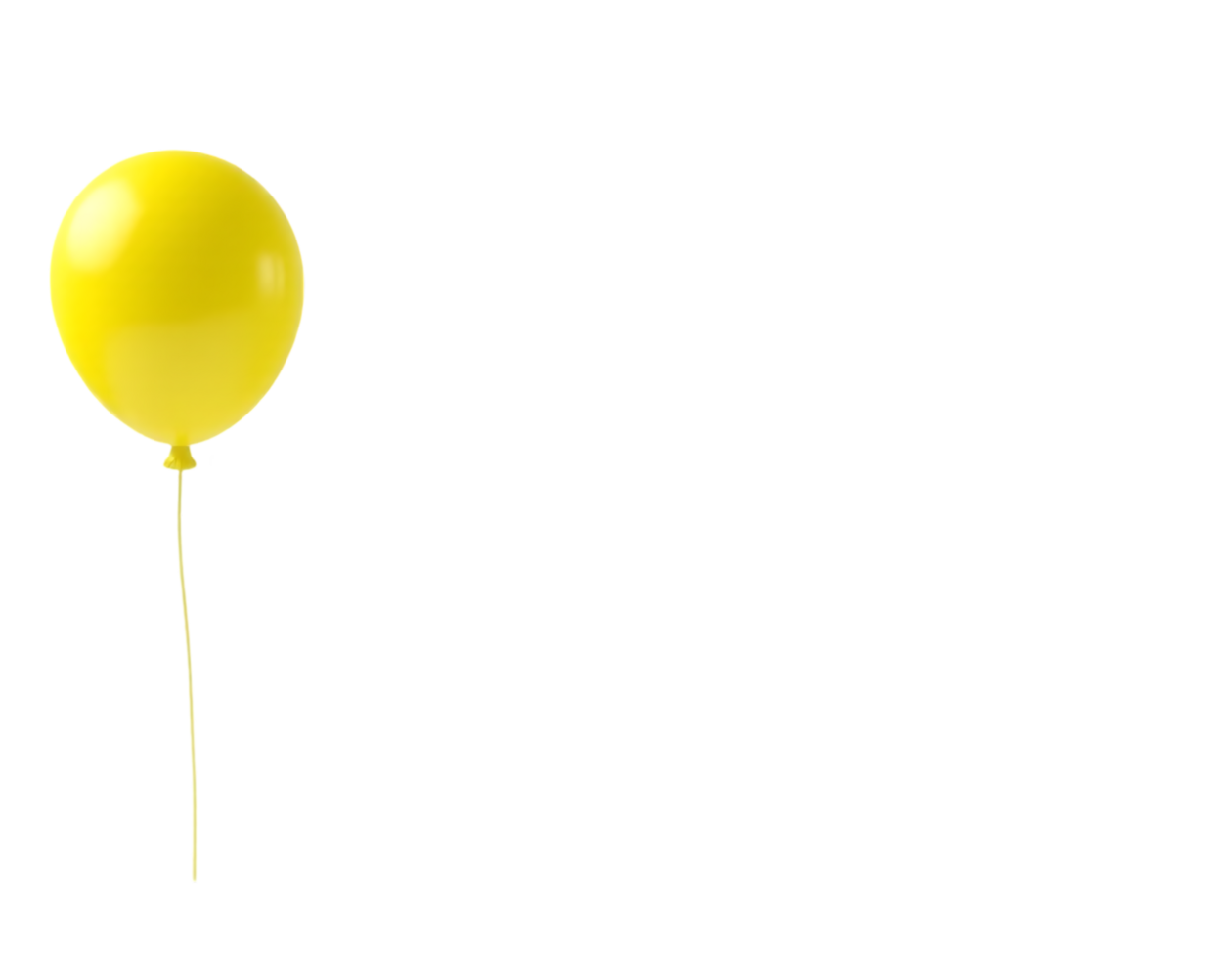 Yellow balloon floating on a transparent background png