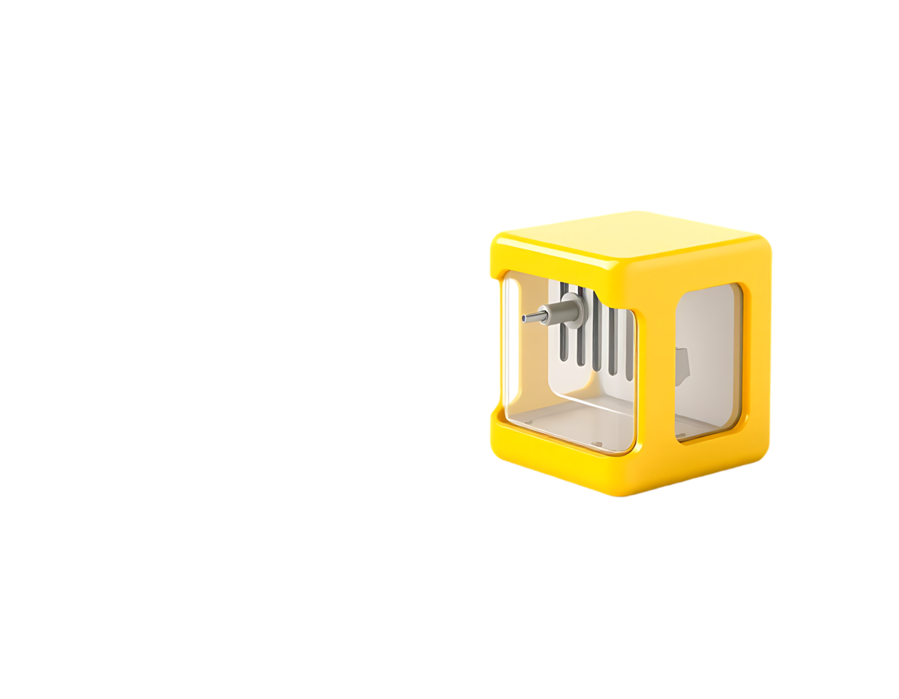 Modern Yellow 3D Printer Cube Design png