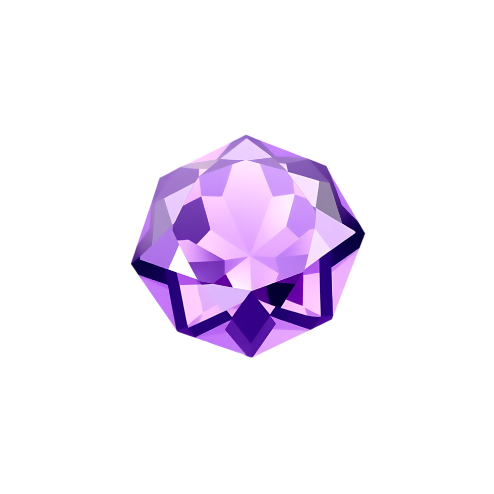 Purple faceted gem with star shape png