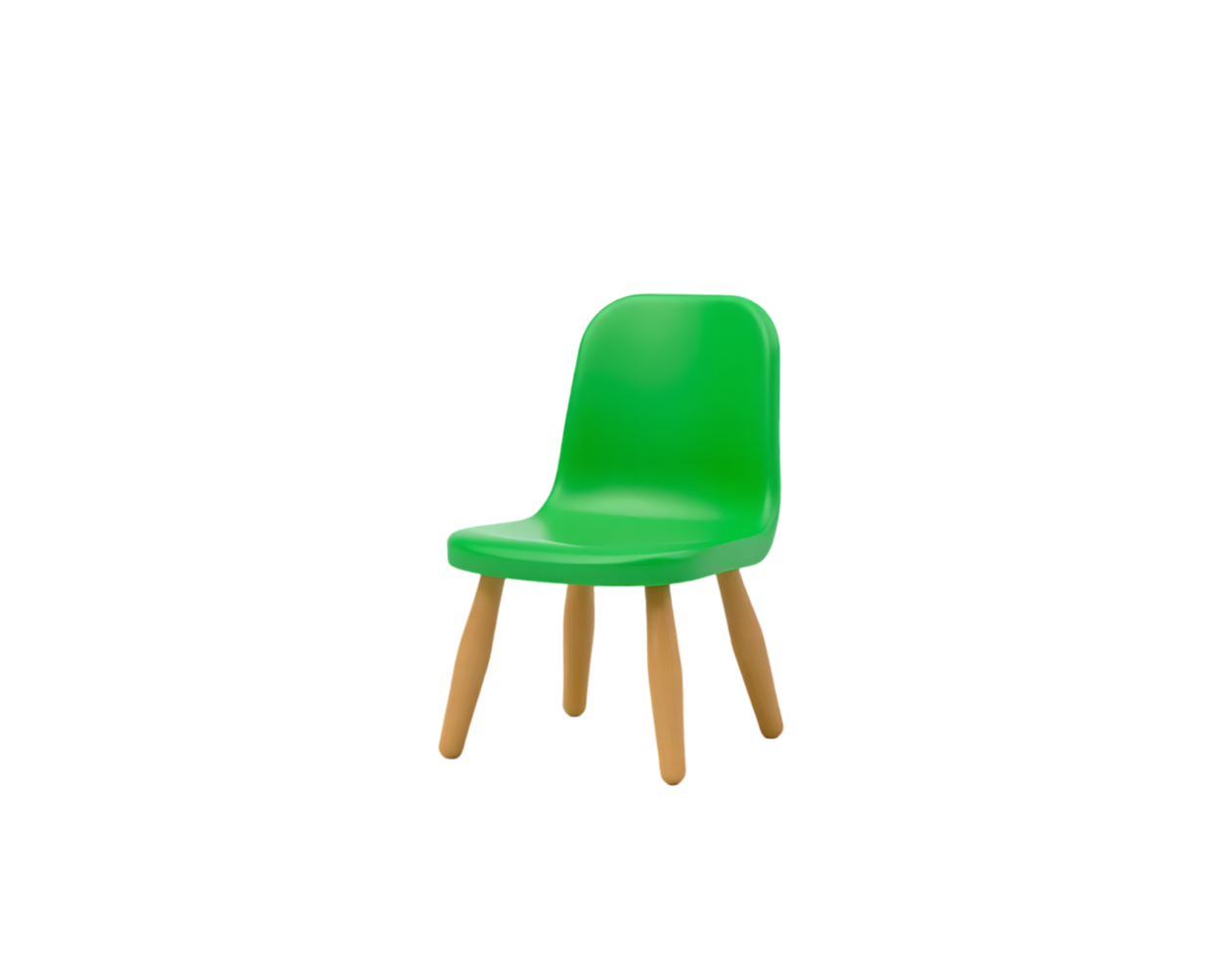 Green Plastic Chair with Wooden Legs png