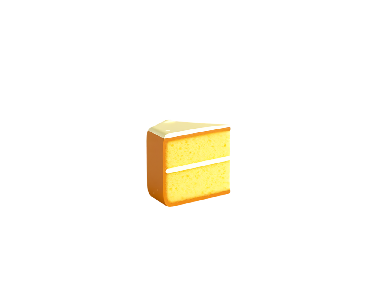 A delicious slice of yellow cake with cream. png