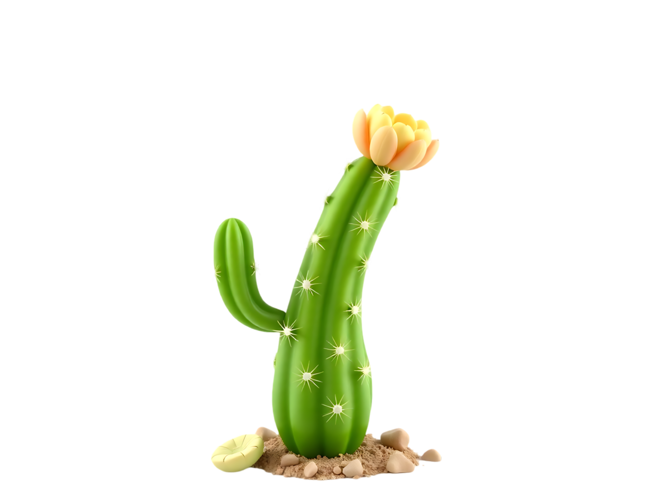 Cartoon cactus with flower isolated on a transparent background png