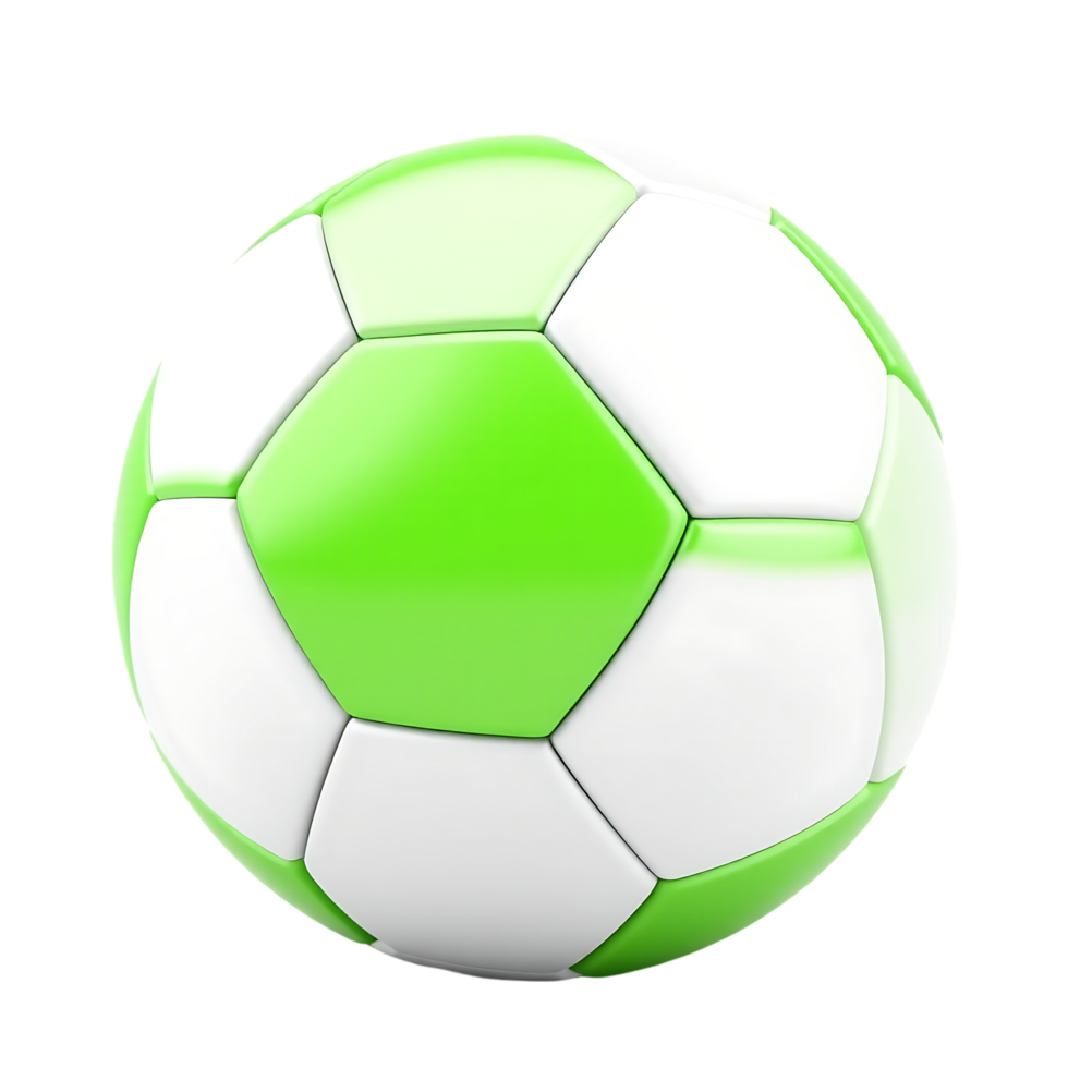 Green and white soccer ball isolated on a transparent background png
