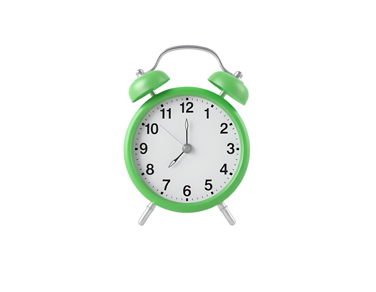Green Alarm Clock Showing 7 O'clock png