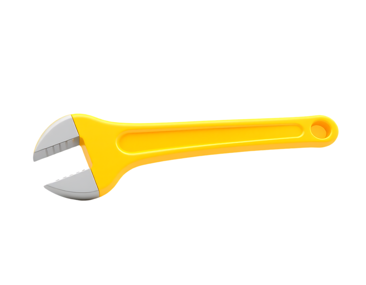 Yellow adjustable wrench tool isolated png