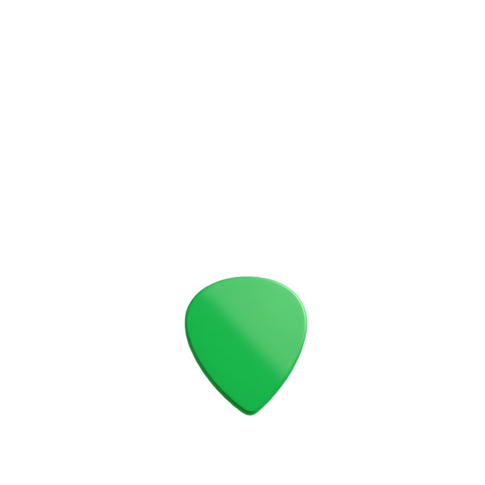 Green guitar pick isolated on transparent background png