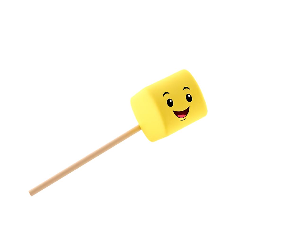 Cute yellow marshmallow with a happy face on a stick png