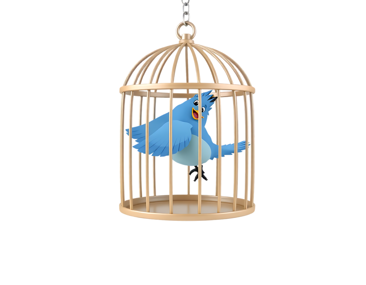 A blue bird in a cage png