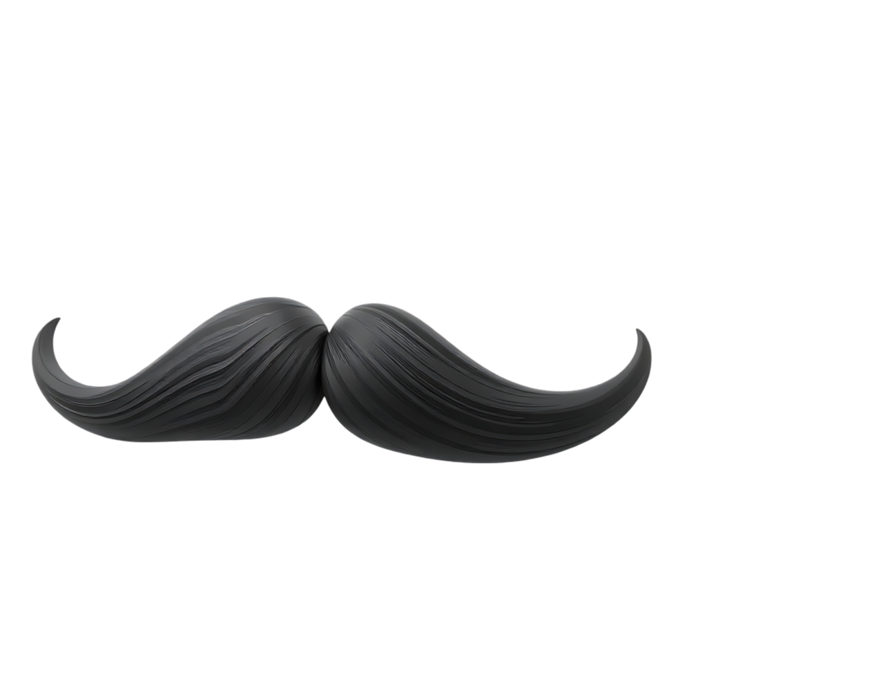 A stylish black mustache on transparent background png