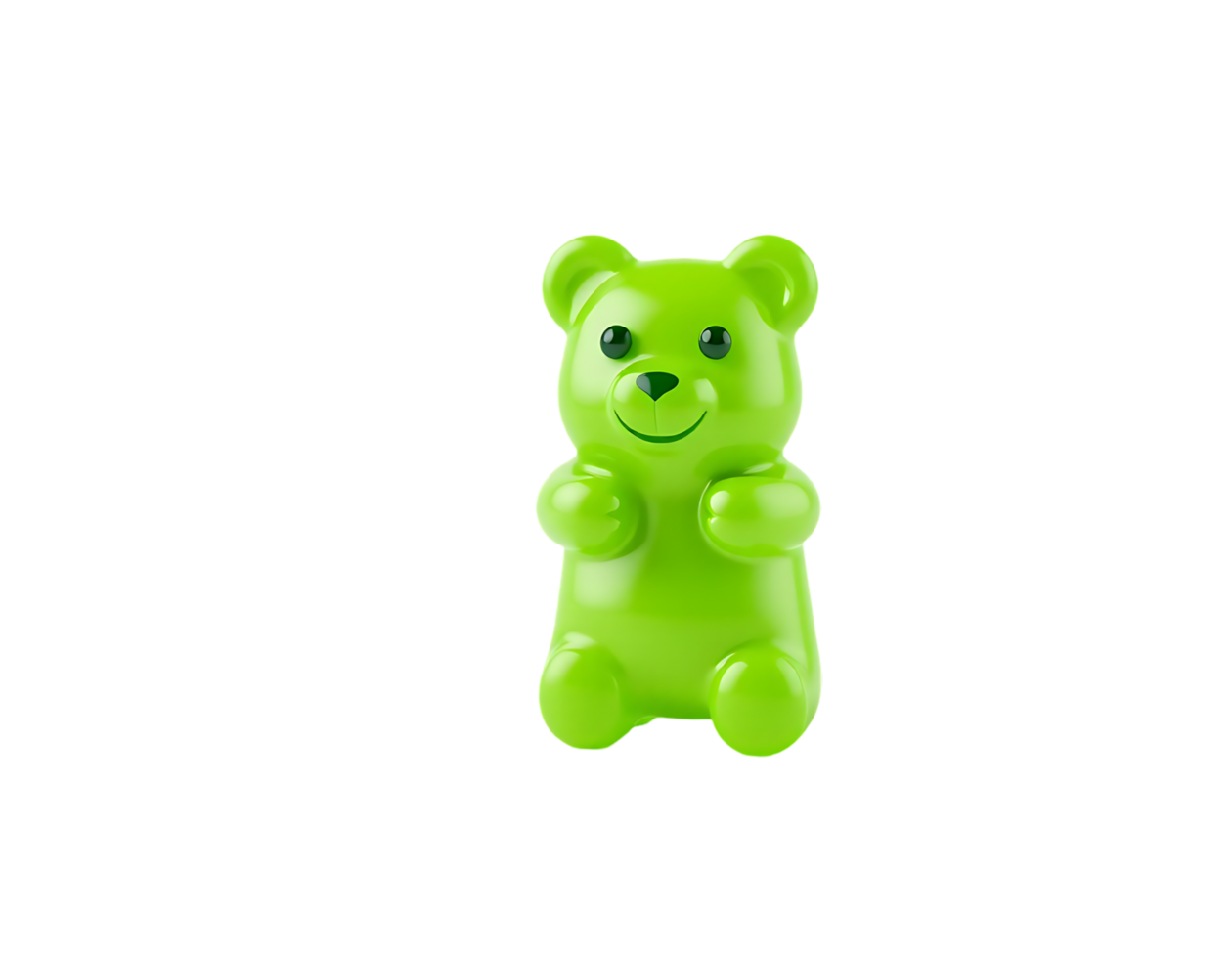 A vibrant green gummy bear isolated on a transparent background. png