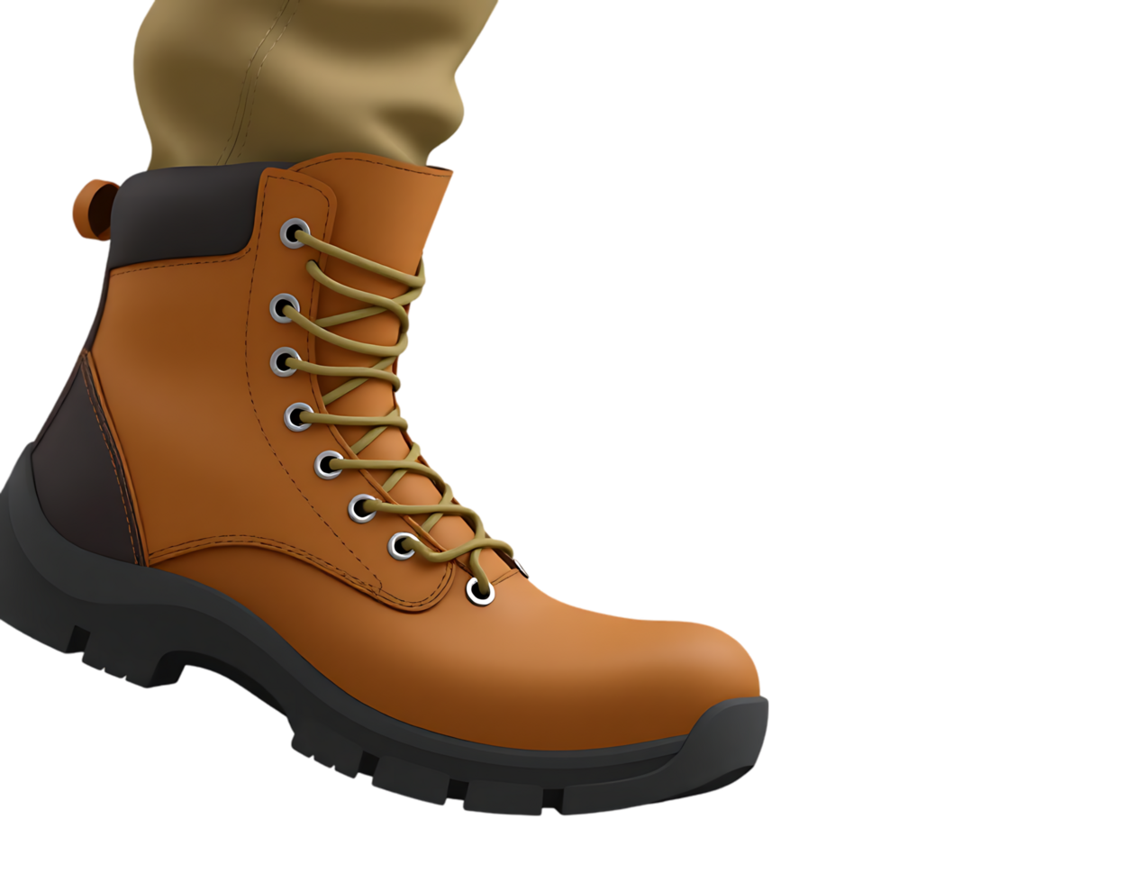 Brown Leather Work Boot Isolated png