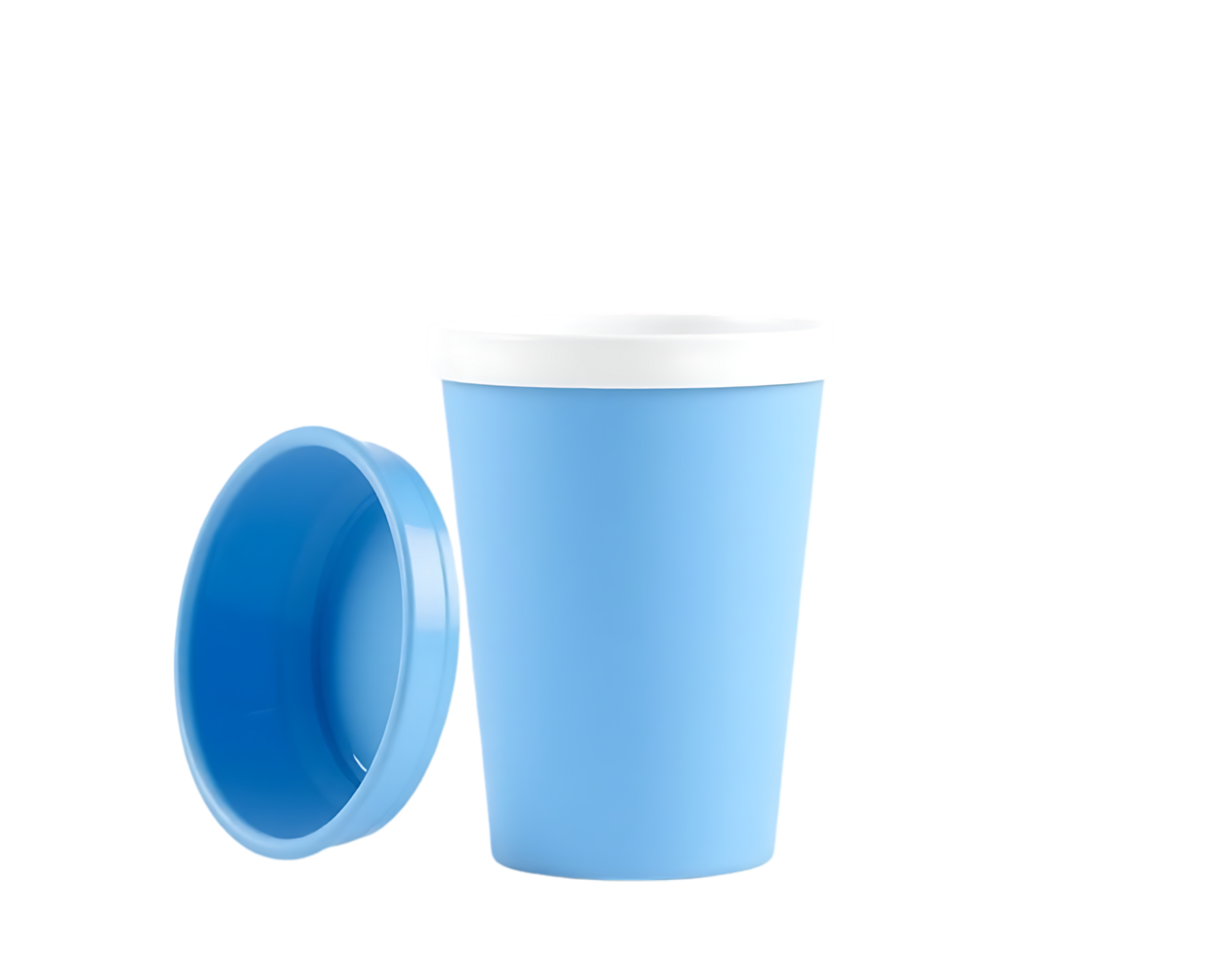 Blue plastic cup with lid on a transparent background png