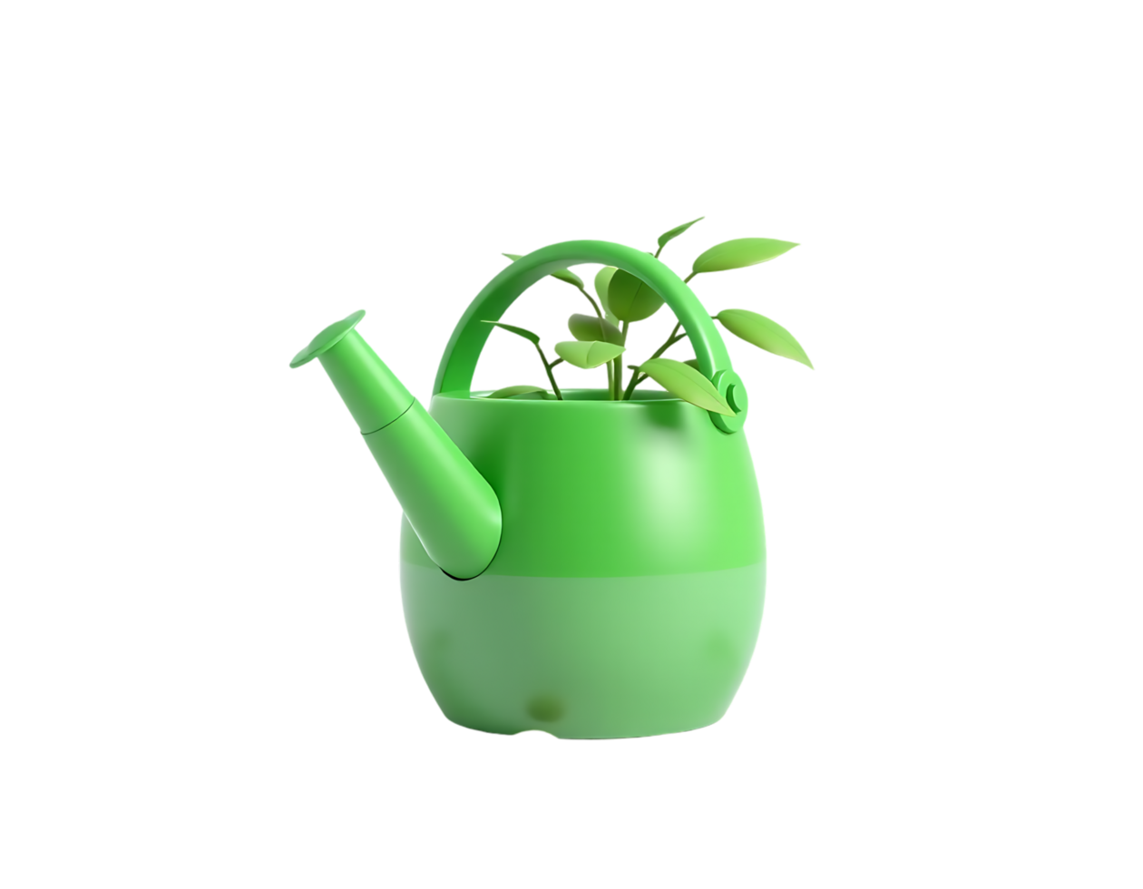 Green Watering Can with Plant Inside png