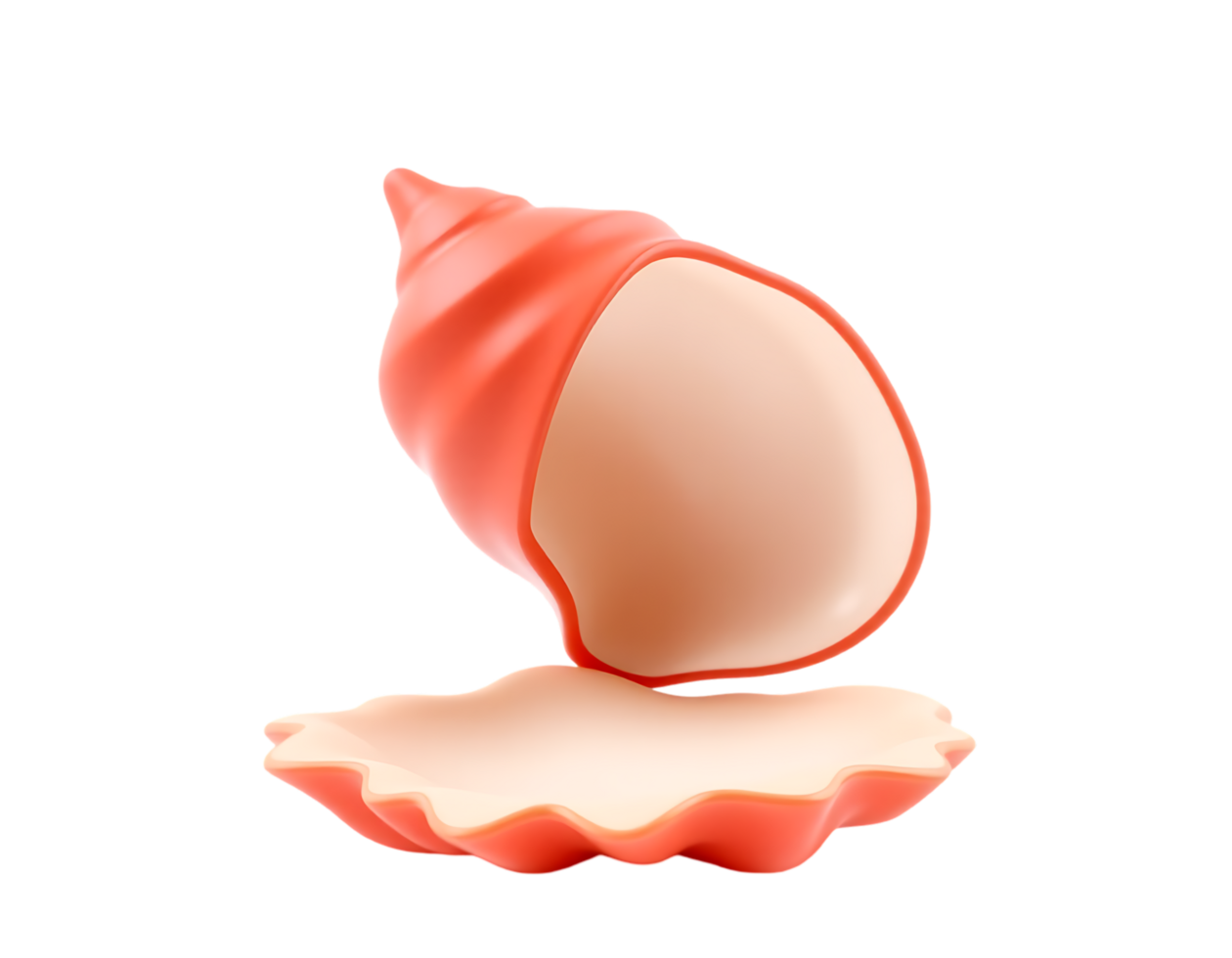 3D render of a beautiful open seashell png
