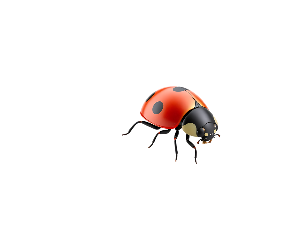 Close-up of a vibrant red ladybug with black spots png