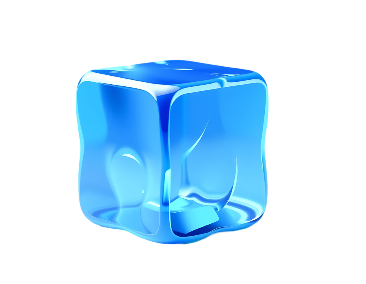 Blue Ice Cube - Transparent and Glossy 3D Render png